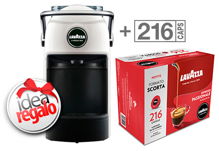 Offerta Macchina caffè JOLIE Bianca + 216 Cialde Caffè Lavazza A Modo Mio  Passionale