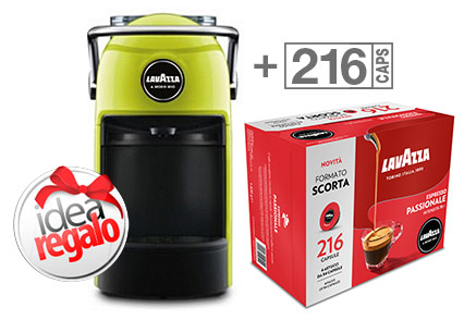 Macchina da Caffè Jolie per Lavazza A Modo Mio Lime + 9 Capsule