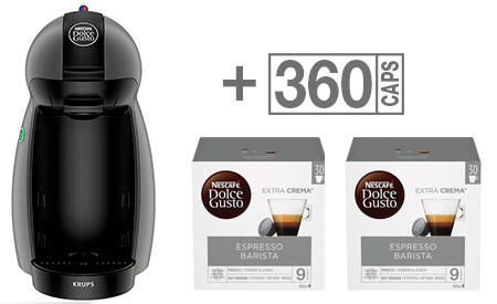 Macchina caffè Piccolo grigio antracite Krups KP100B10 Nescafé Dolce Gusto  + 360 capsule Barista