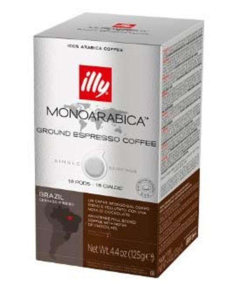 Immagine di 18 cialde filtrocarta 44mm ESE caffè Illy Monoarabica Brasile