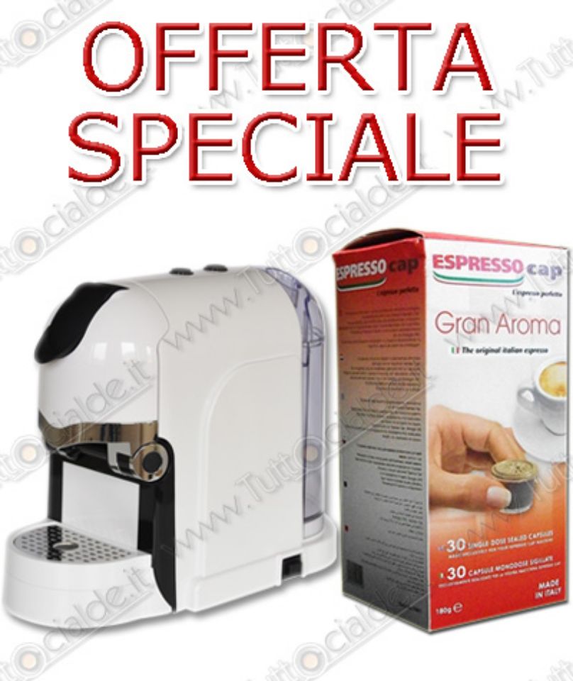 Immagine di Macchina Caffè Termozeta Tekna Bianca + 120 capsule Gran Aroma (per sistema a cialde Espresso Cap)