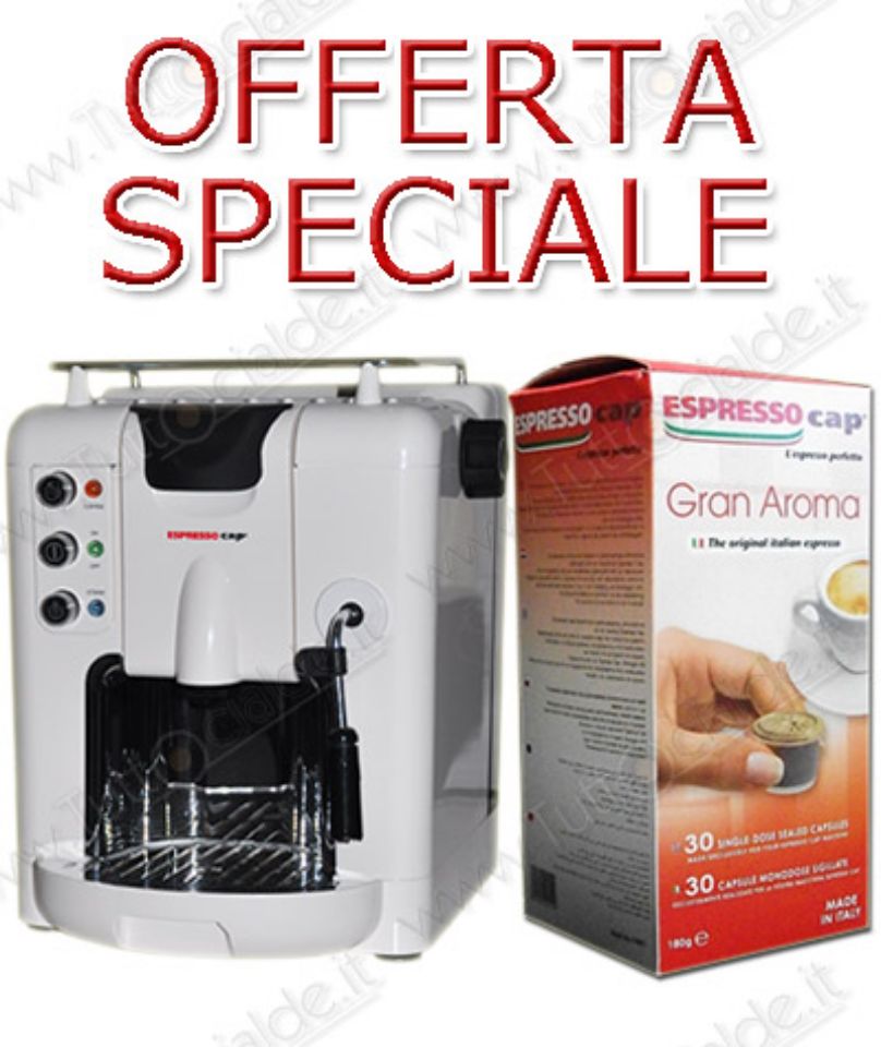 Immagine di Macchina Caffè Termozeta White (per sistema a cialde Espresso Cap) + 120 Capsule Gran Aroma