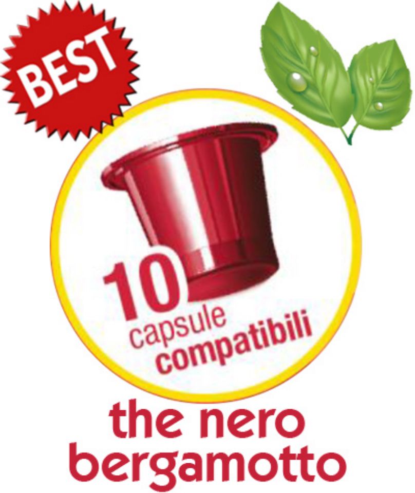 Immagine di 10 capsule the nero bergamotto in foglia Agostani Best compatibile Nespresso