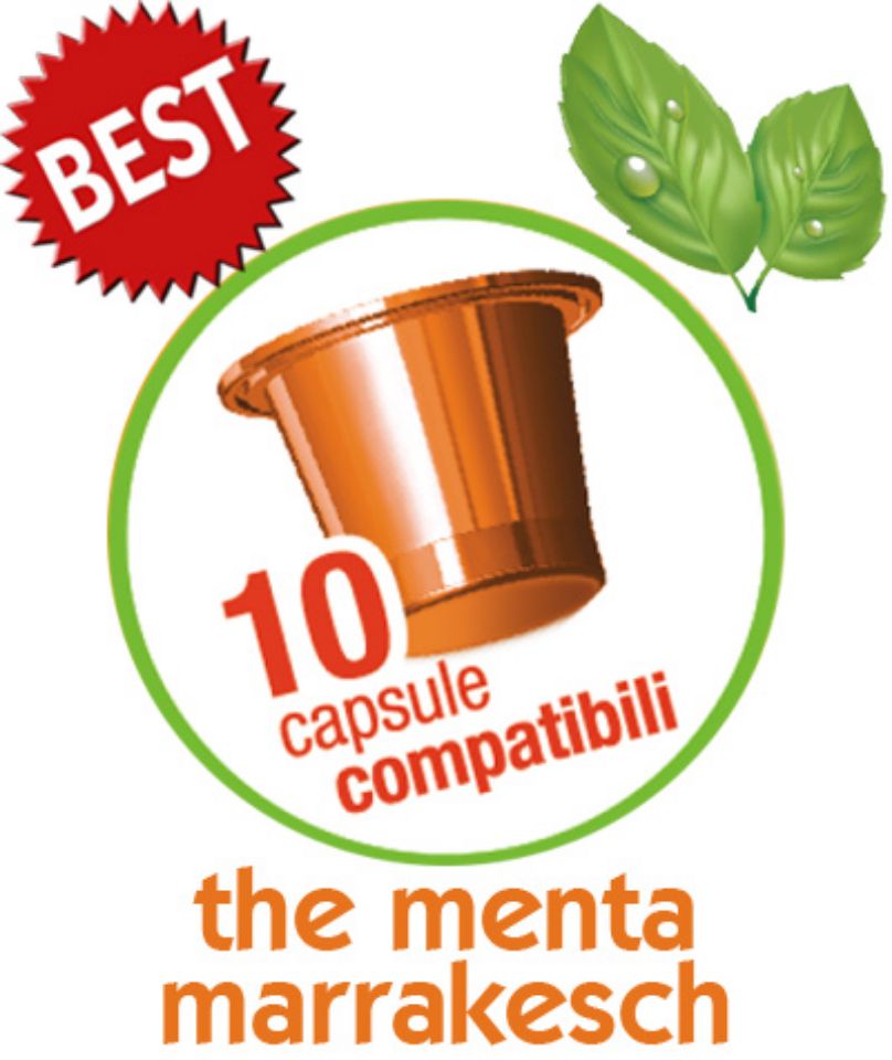 Immagine di 10 capsule the menta marrakesch fruttato in foglia Agostani Best compatibile Nespresso