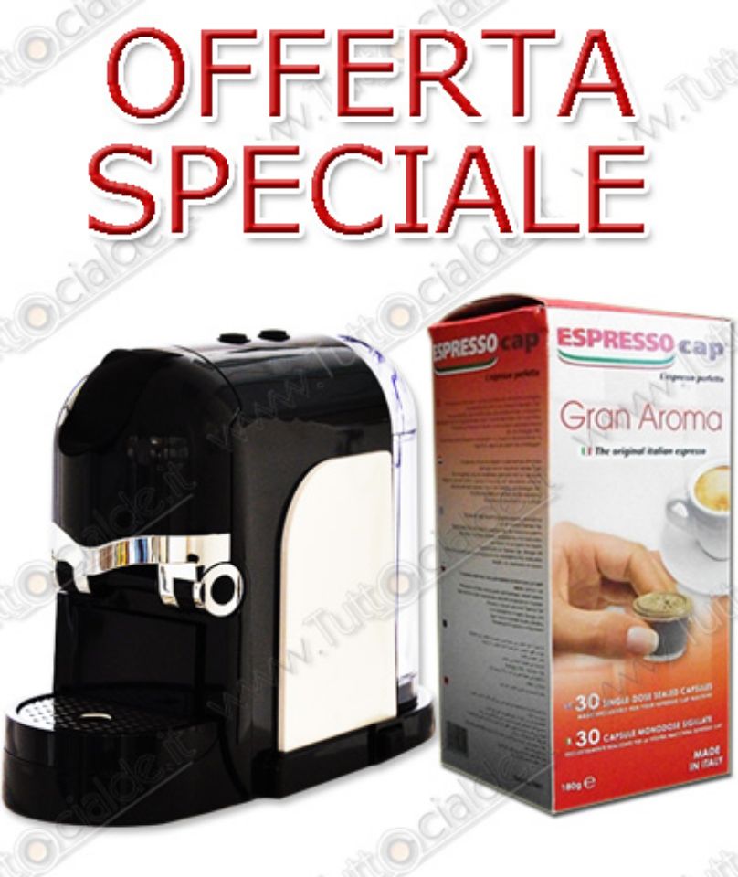 Immagine di Macchina Caffè Termozeta Tekna Nera + 120 capsule Gran Aroma (per sistema a cialde Espresso Cap)