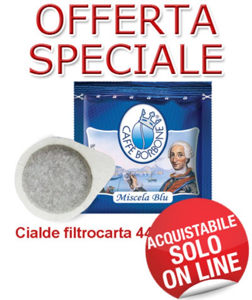 Immagine di SUPER OFFERTA: 100 Cialde filtrocarta  caffè Borbone miscela BLU 44 mm ESE 