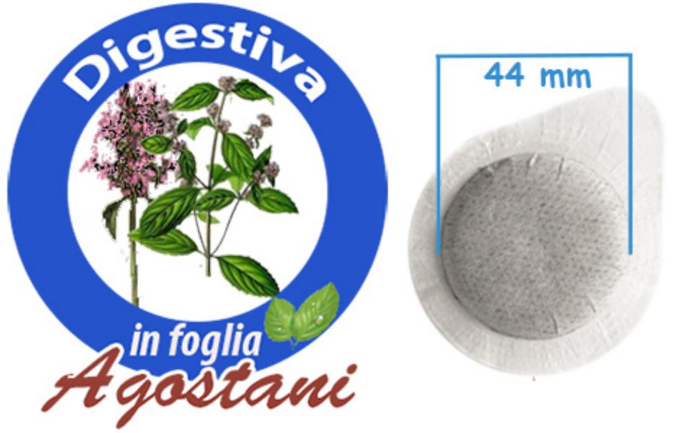 Immagine di 50 Cialde  Agostani Tisana Digestiva in foglia formato 44mm ESE compatibili MOKONA