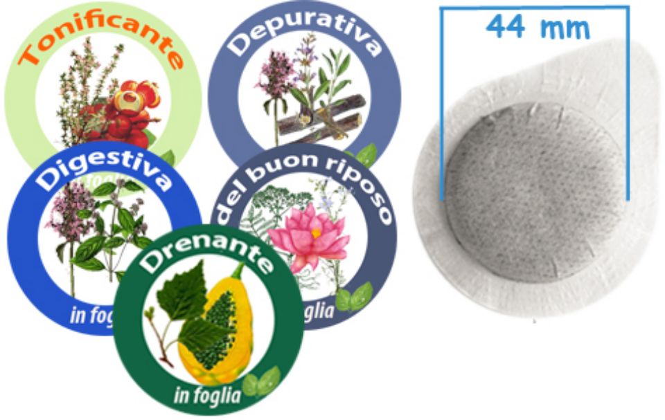Immagine di 50 Cialde Tisane Agostani MISTE in foglia formato 44mm ESE compatibili MOKONA
