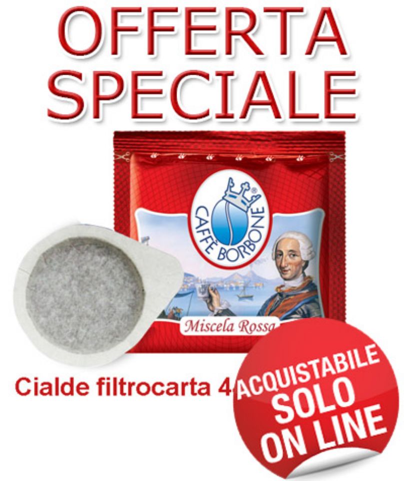 Immagine di SUPER OFFERTA: 100 Cialde filtrocarta  caffè Borbone miscela ROSSA 44 mm ESE 