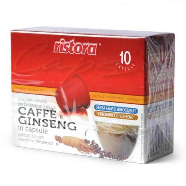 Visualizza i dettagli per 10 capsule Caffè e Ginseng Ristora compatibile Nespresso 10 capsule Caffè e Ginseng Ristora compatibile Nespresso