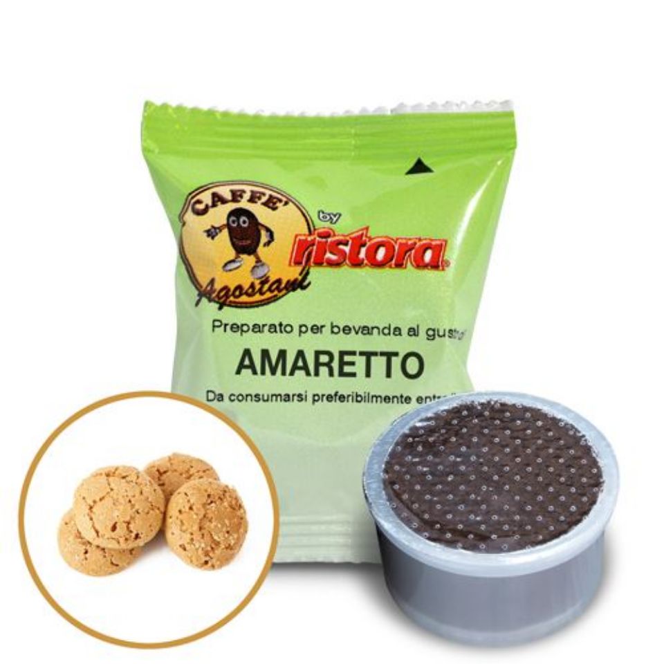 Immagine di 50 Capsule cappuccino Agostani by Ristora aromatizzato AMARETTO Compatibili Lavazza Espresso Point