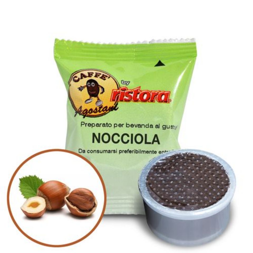 Immagine di 50 Capsule cappuccino Agostani by Ristora aromatizzato NOCCIOLA Compatibili Lavazza Espresso Point