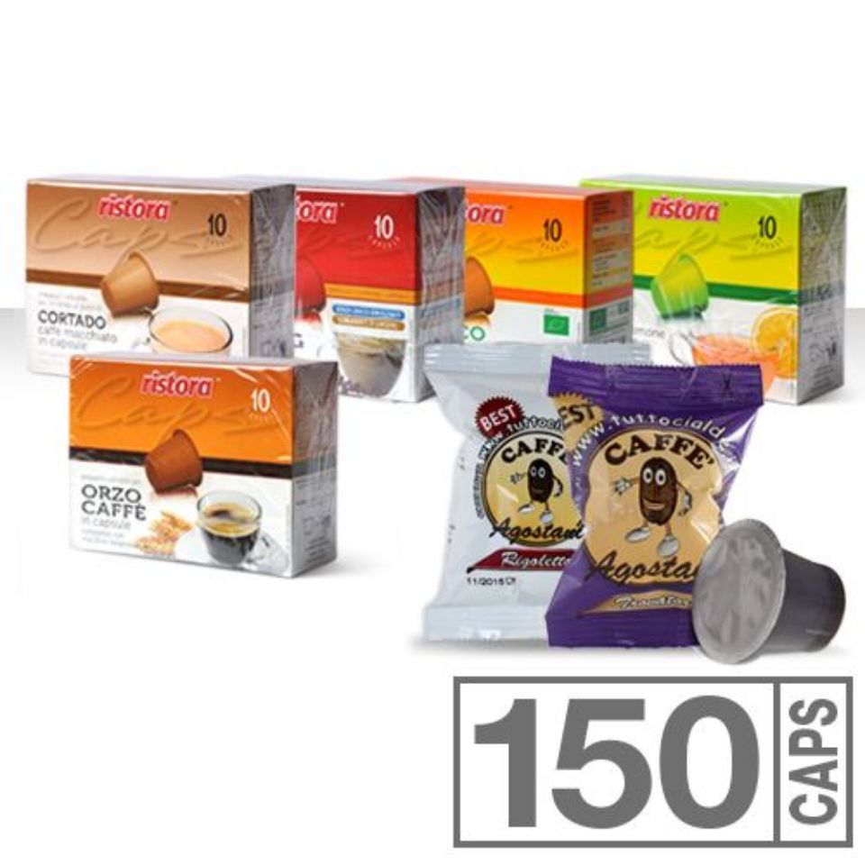 Immagine di OFFERTA LANCIO: 100 cialde Caffè Agostani BEST e 50 capsule Ristora miste compatibili Nespresso Spedizione Gratuita