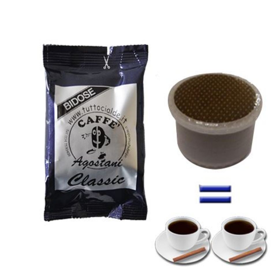 Immagine di 100 Cialde Bidose Agostani Classic per 200 caffè utilizzabile su macchine lavazza caffè e cappuccino senza adattatore