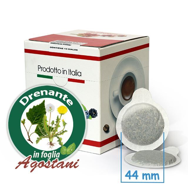 Visualizza i dettagli per 10 Cialde Agostani Tisana Drenante in foglia formato 44mm ESE compatibili MOKONA 10 Cialde Agostani Tisana Drenante in foglia formato 44mm ESE compatibili MOKONA