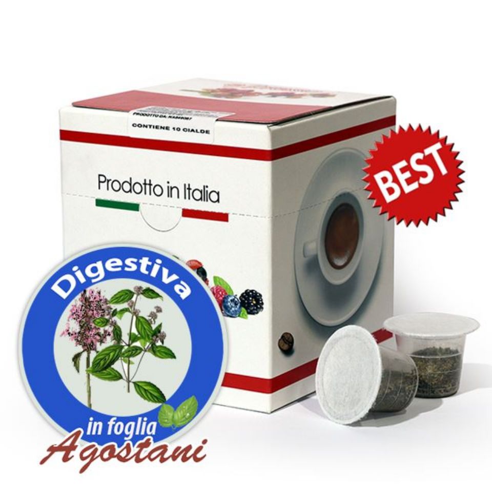 Immagine di 10 capsule Tisana Digestiva in foglia Agostani Best compatibile Nespresso