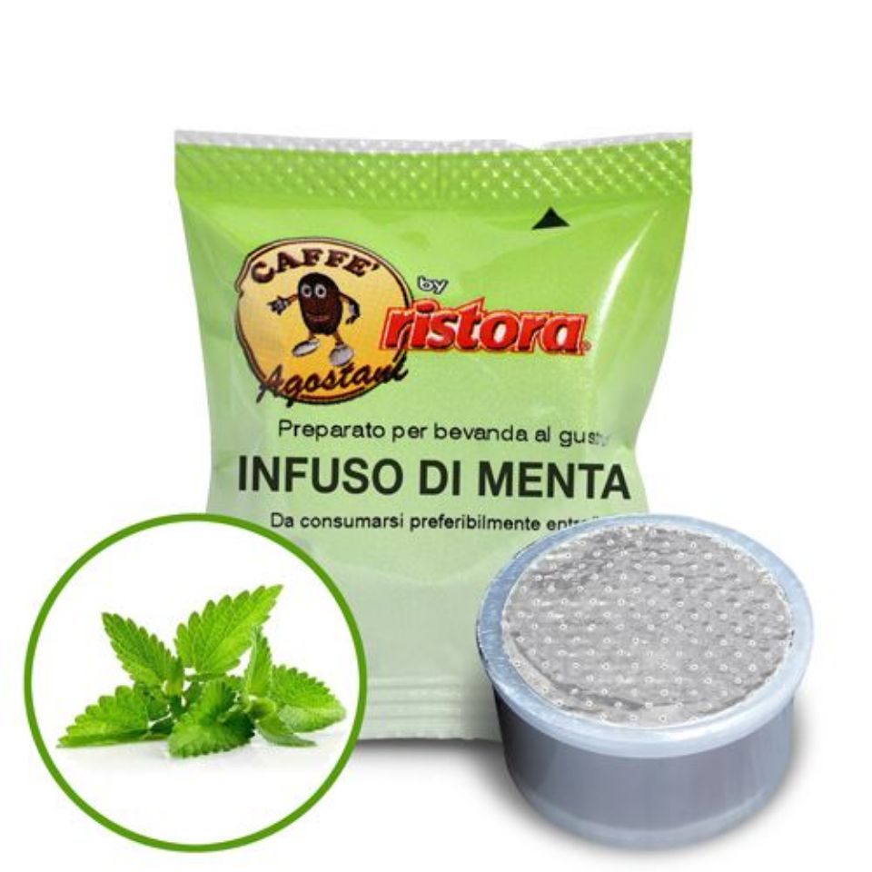 Immagine di 50 Cialde Agostani by Ristora Infuso di MENTA compatibili Bialetti tramite adattatore