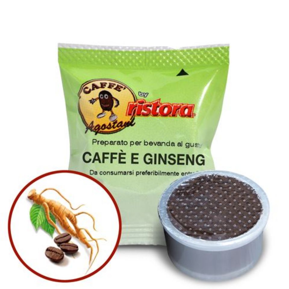 Immagine di 50 Cialde caffè Agostani by Ristora aromatizzato GINSENG compatibili Bialetti tramite adattatore