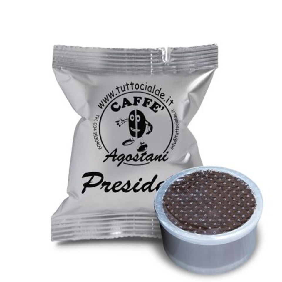 Immagine di 100 Cialde caffè Agostani miscela PRESIDENT Monodose compatibili Bialetti tramite adattatore