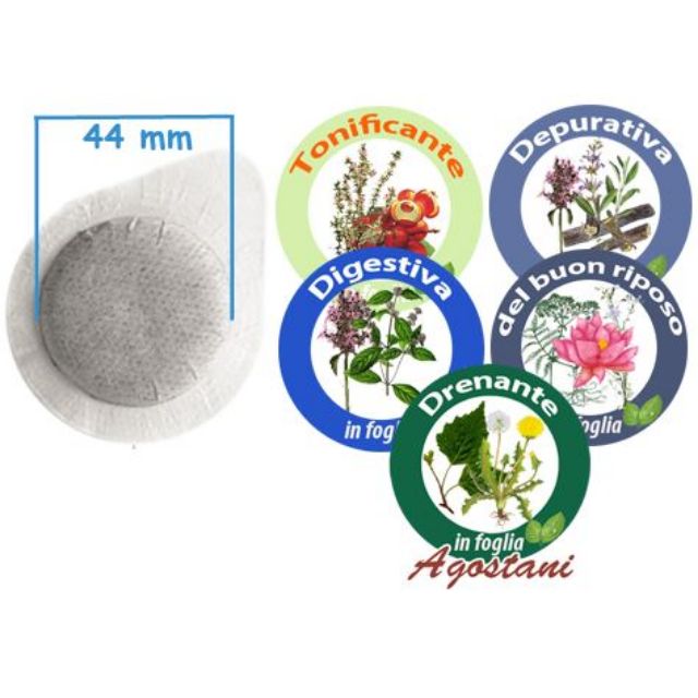 Visualizza i dettagli per 150 Cialde Tisane Agostani MISTE in foglia formato 44mm ESE compatibili MOKONA 150 Cialde Tisane Agostani MISTE in foglia formato 44mm ESE compatibili MOKONA