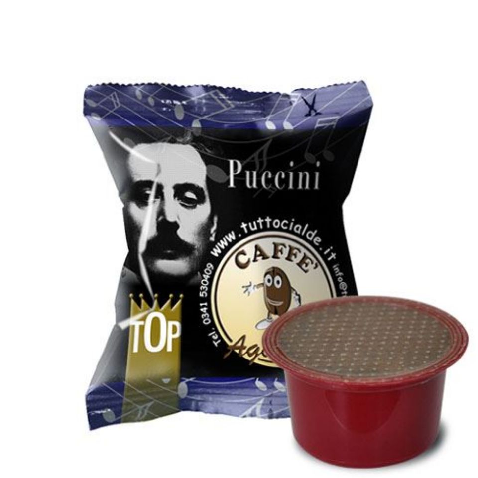 Immagine di 50 Capsule caffè Agostani Puccini compatibile macchine Lavazza BLUE e Lavazza In Black