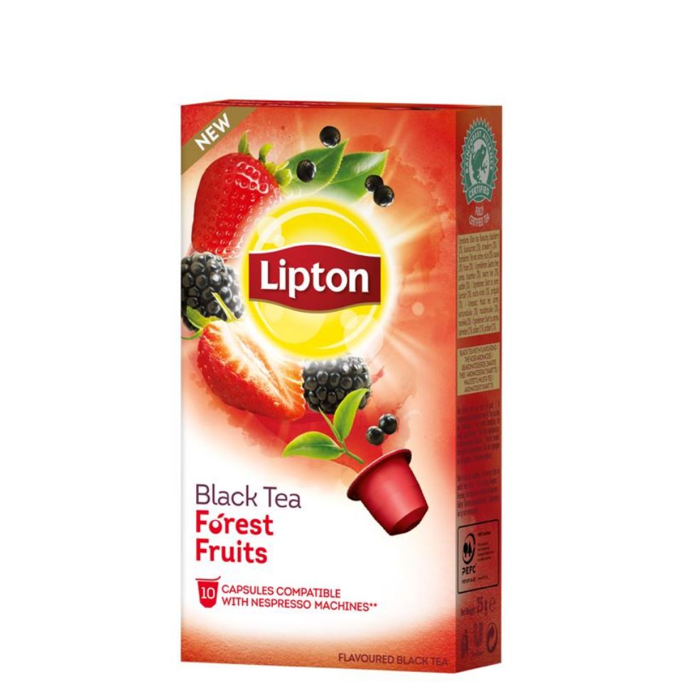 Immagine di 10 capsule Lipton Tè Nero Frutti di Bosco compatibile Nespresso