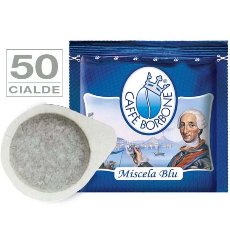 Immagine di 50 Cialde filtrocarta 44 mm ESE caffè Borbone miscela BLU