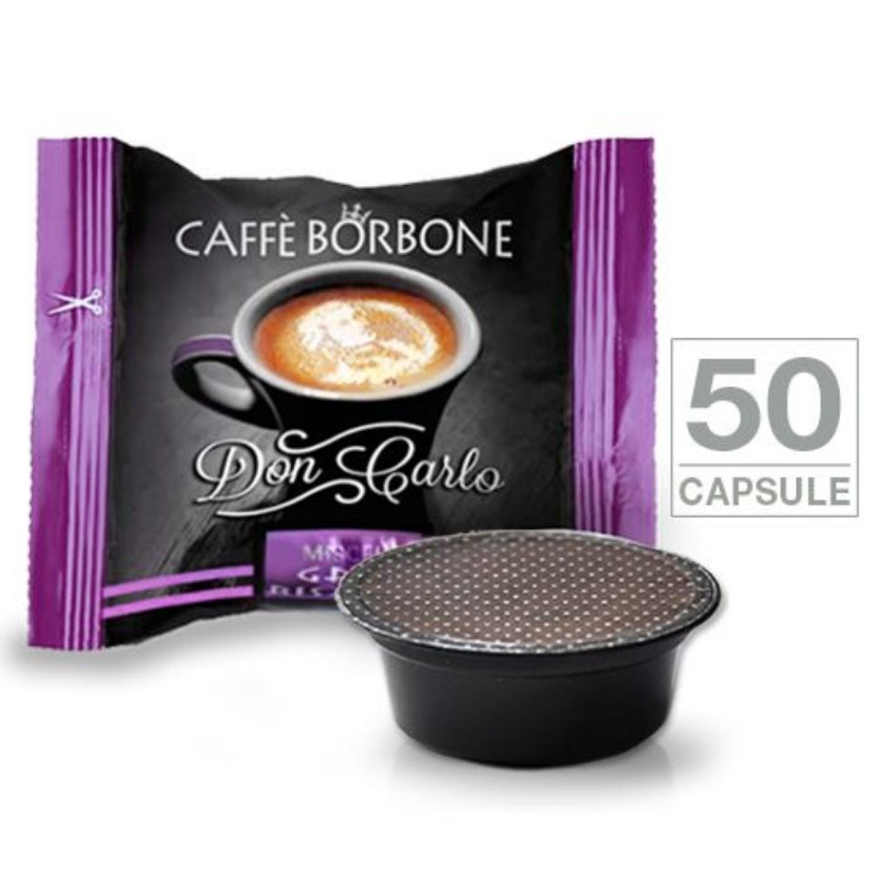 Immagine di 50 Capsule Don Carlo caffè Borbone miscela GRAN RISERVA (compatibili Lavazza A Modo Mio)