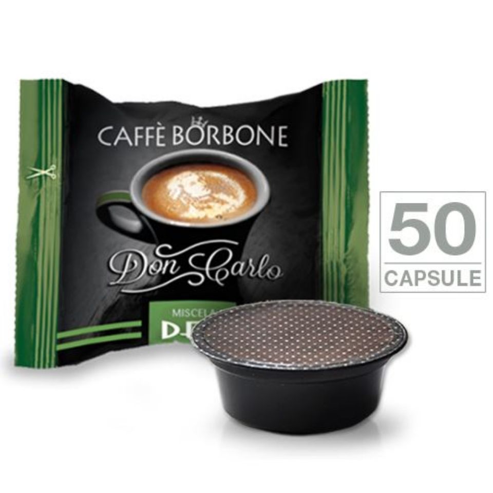 Immagine di 50 Capsule Don Carlo caffè Borbone  miscela VERDE DEK (compatibili Lavazza A Modo Mio)