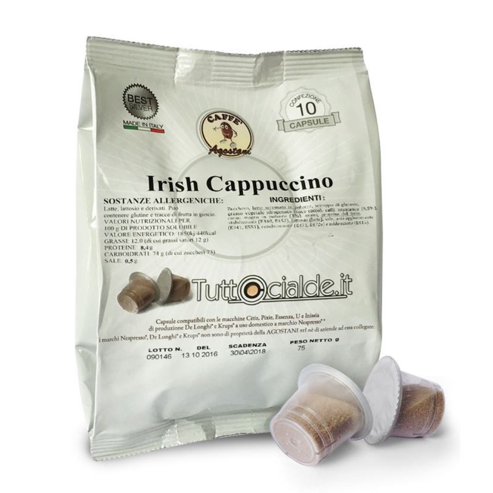Immagine di 10 capsule Irish Cappuccino Agostani Best Silver compatibile Nespresso
