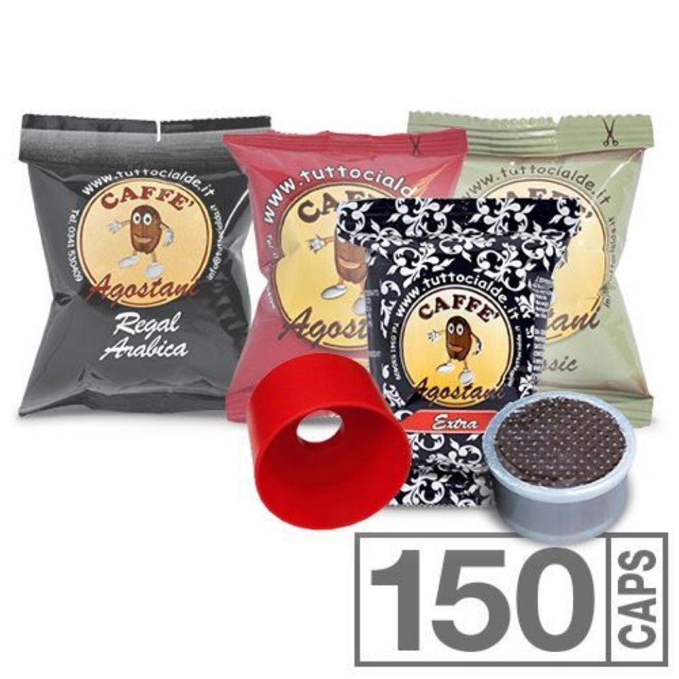 Immagine di OFFERTA LANCIO: 150 Cialde caffè Agostani miste compatibili Lavazza Espresso Point + Adattatore per Macchina Lavazza COMPACT Maxi Bidose Spedizione Gratis