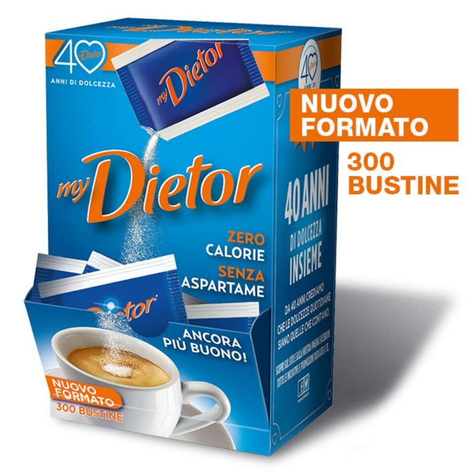 Immagine di Dietor, nuovo formato da 300 bustine di dolcificante ipocalorico alternativa zucchero