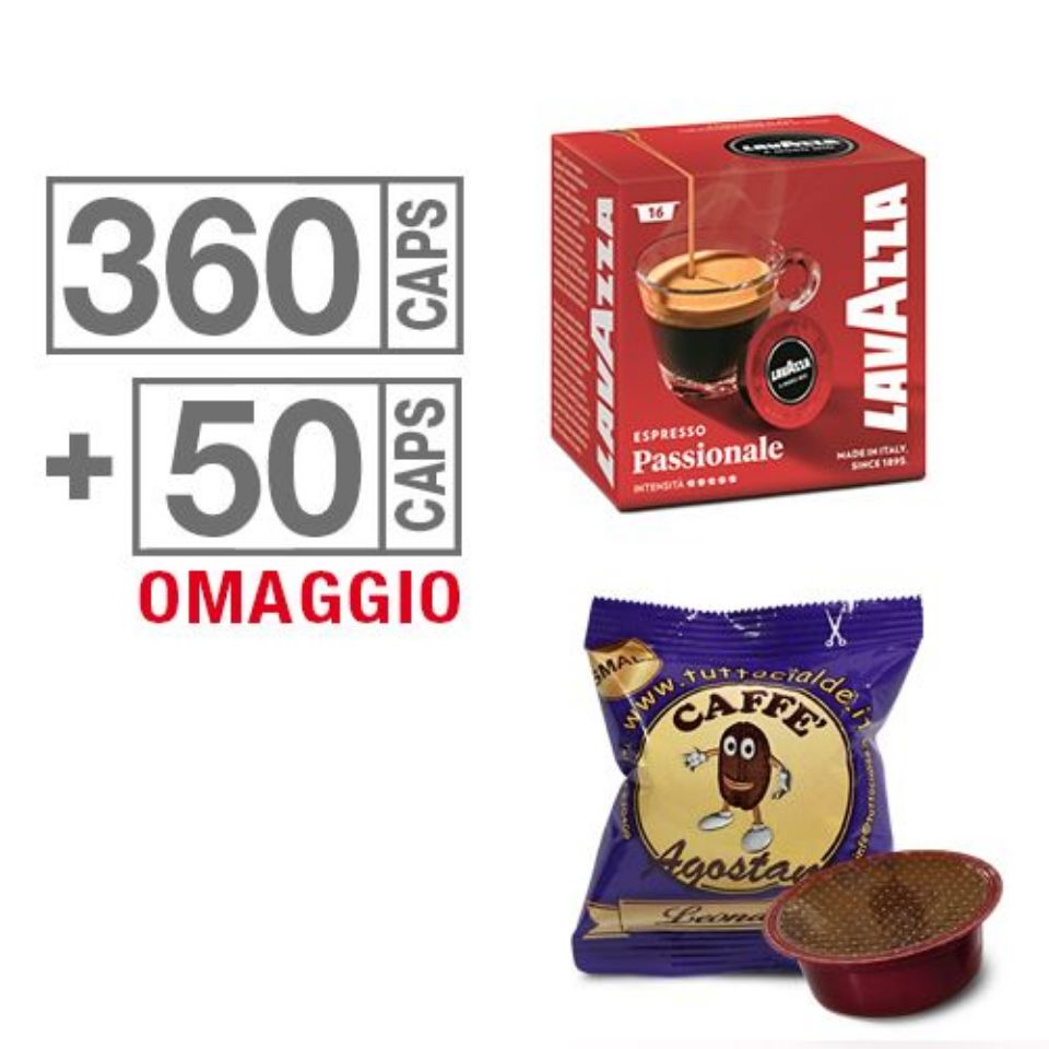 Immagine di Offerta: 360 Cialde Lavazza a Modo Mio Passionale + 50 capsule Leonardo in Omaggio con Spedizione Gratis