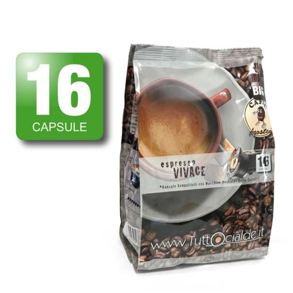 Immagine di 16 Capsule caffè Agostani BIG Espresso Vivace compatibili Nescafé Dolce Gusto