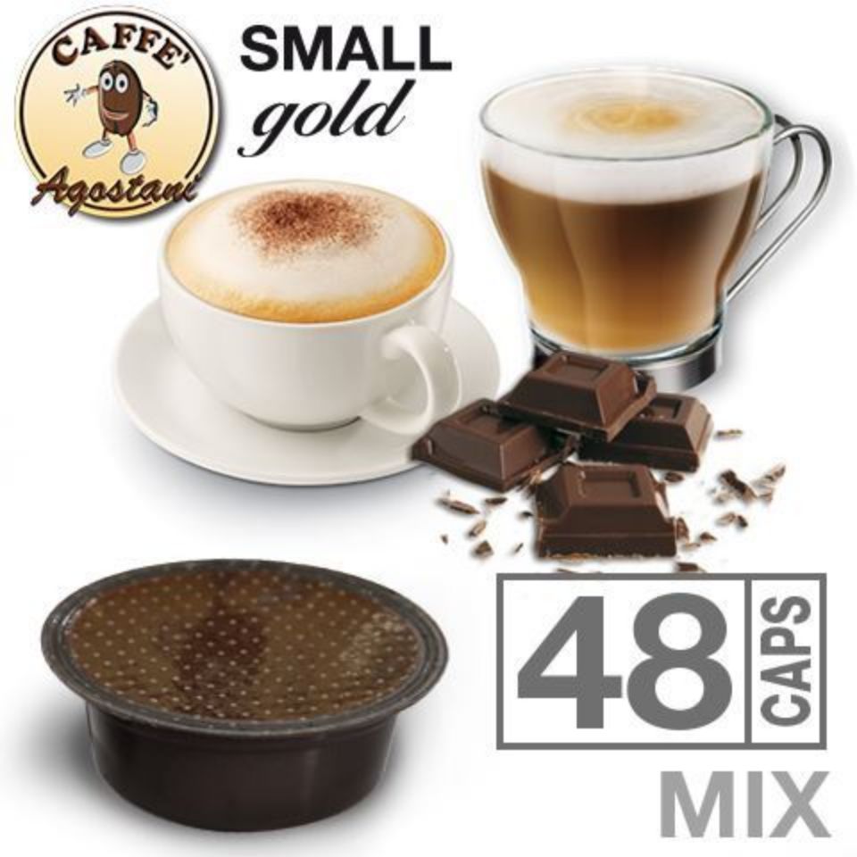 Immagine di MIX 48 capsule Cortado, Cioccolato e Cappuccino Agostani SMALL linea GOLD compatibile Lavazza a Modo Mio