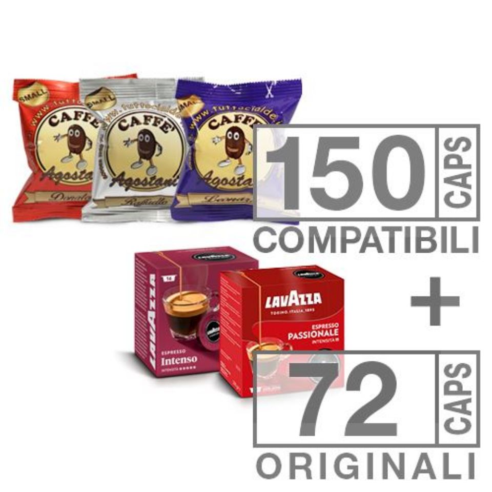 Immagine di Offerta: 150 capsule Compatibili Lavazza a Modo Mio + 72 Capsule Originali Lavazza con Spedizione Gratis 