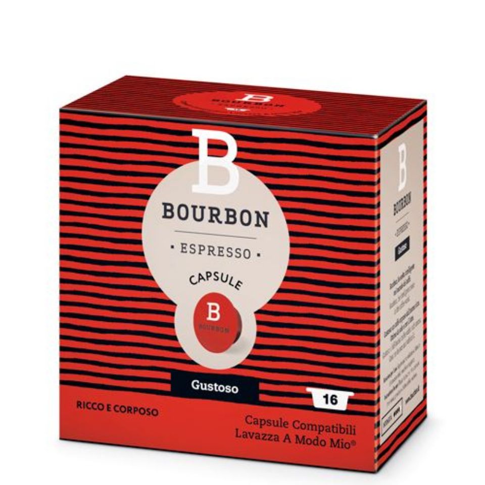 Immagine di 128 Capsule Bourbon GUSTOSO compatibile A Modo Mio prodotto da Lavazza Immagine di 128 Capsule Bourbon GUSTOSO compatibile A Modo Mio prodotto da Lavazza