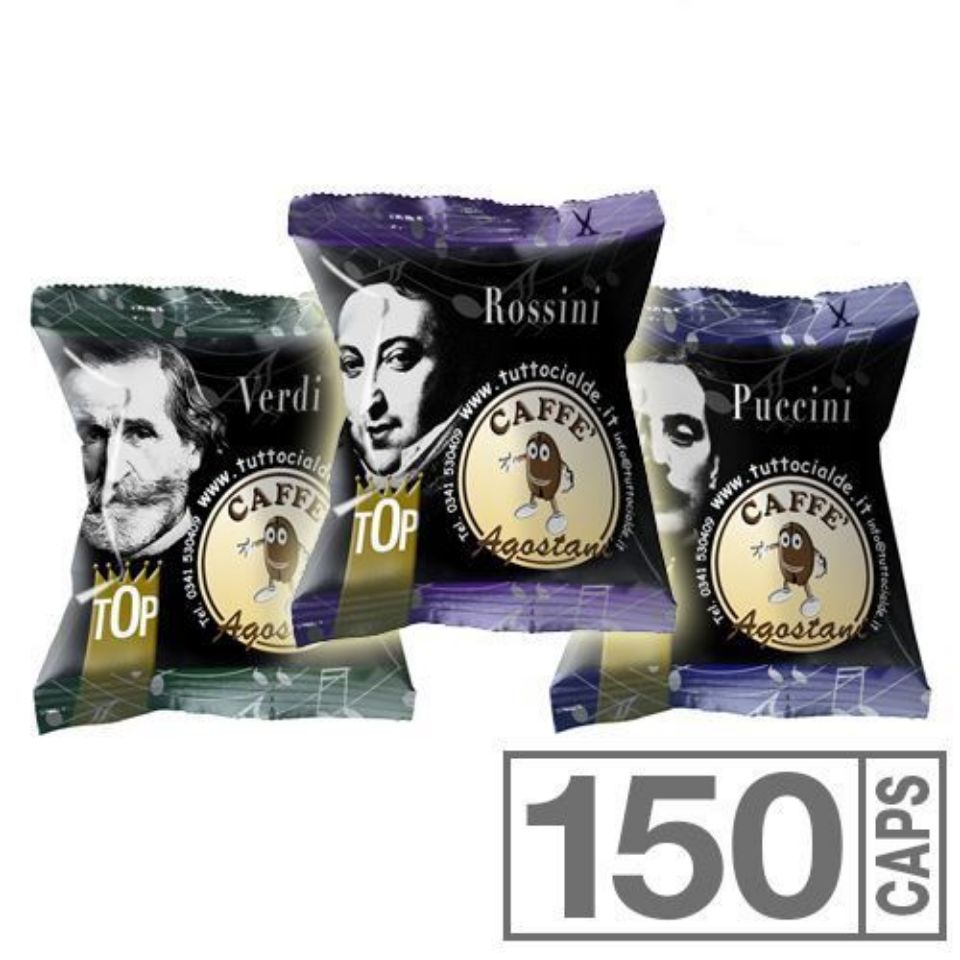 Immagine di Nuova OFFERTA LANCIO: 150 capsule Caffè Agostani TOP miste compatibili Lavazza BLUE e Lavazza In Black