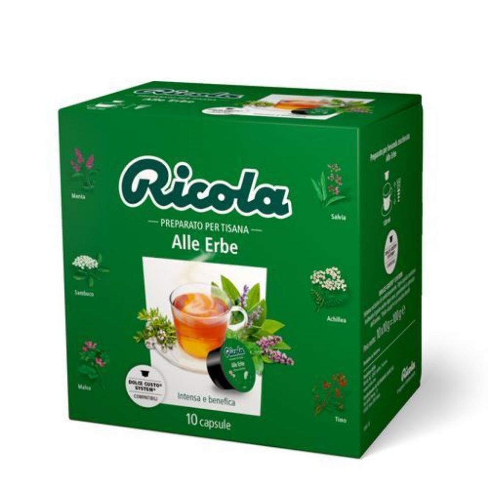 Immagine di 10 Capsule tisana Ricola Alle Erbe compatibili Nescafé Dolce Gusto