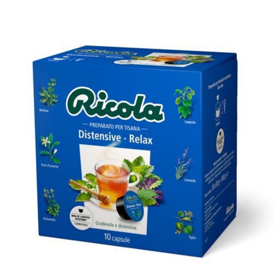 Immagine di 10 Capsule tisana Ricola Distensiva/Relax compatibili Nescafé Dolce Gusto