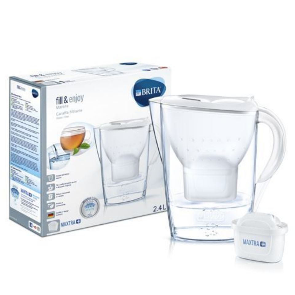 BRITA Caraffa Filtrante Marella per acqua, Bianco (2.4l) - incl. 6