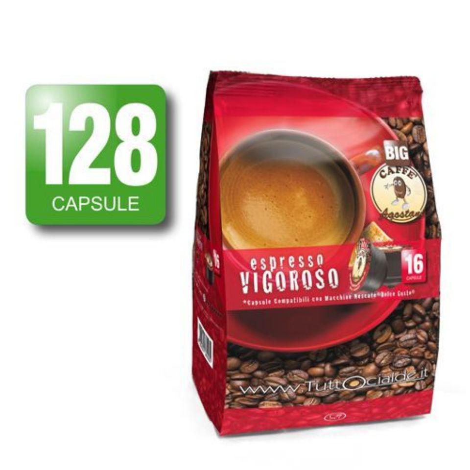 Immagine di 128 Capsule caffè Agostani BIG Espresso Vigoroso compatibili Nescafé Dolce Gusto
