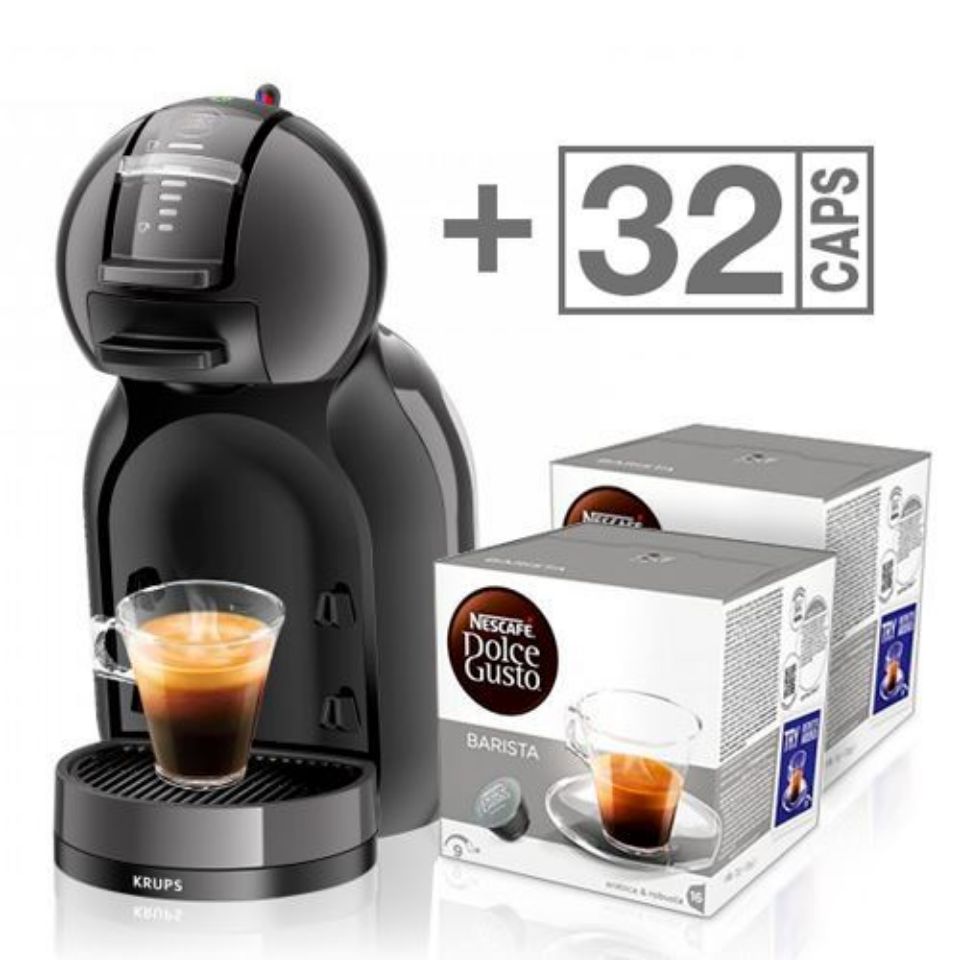 Immagine di Offerta macchina caffè MINI ME Antracite Krups Nescafé Dolce Gusto + 32 caps Barista con Spedizione Gratis