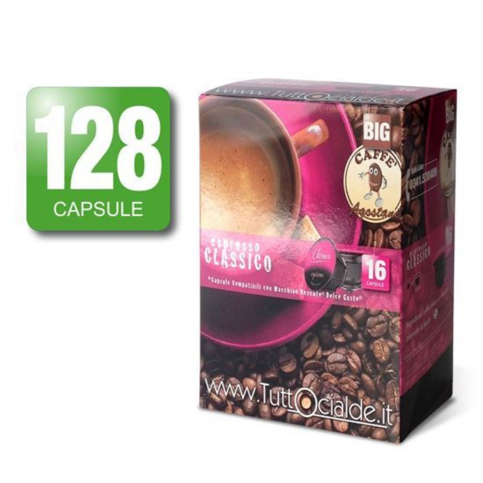 Immagine di 128 Capsule caffè Agostani BIG Espresso Classico compatibili Nescafé Dolce Gusto