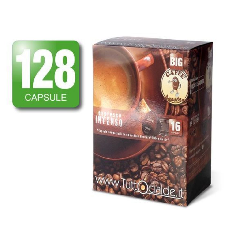 Immagine di 128 Capsule caffè Agostani BIG Espresso Intenso compatibili Nescafé Dolce Gusto