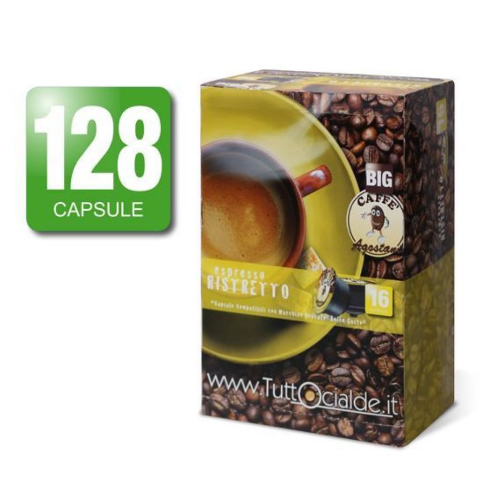 Immagine di 128 Capsule caffè Agostani BIG Espresso Ristretto compatibili Nescafé Dolce Gusto