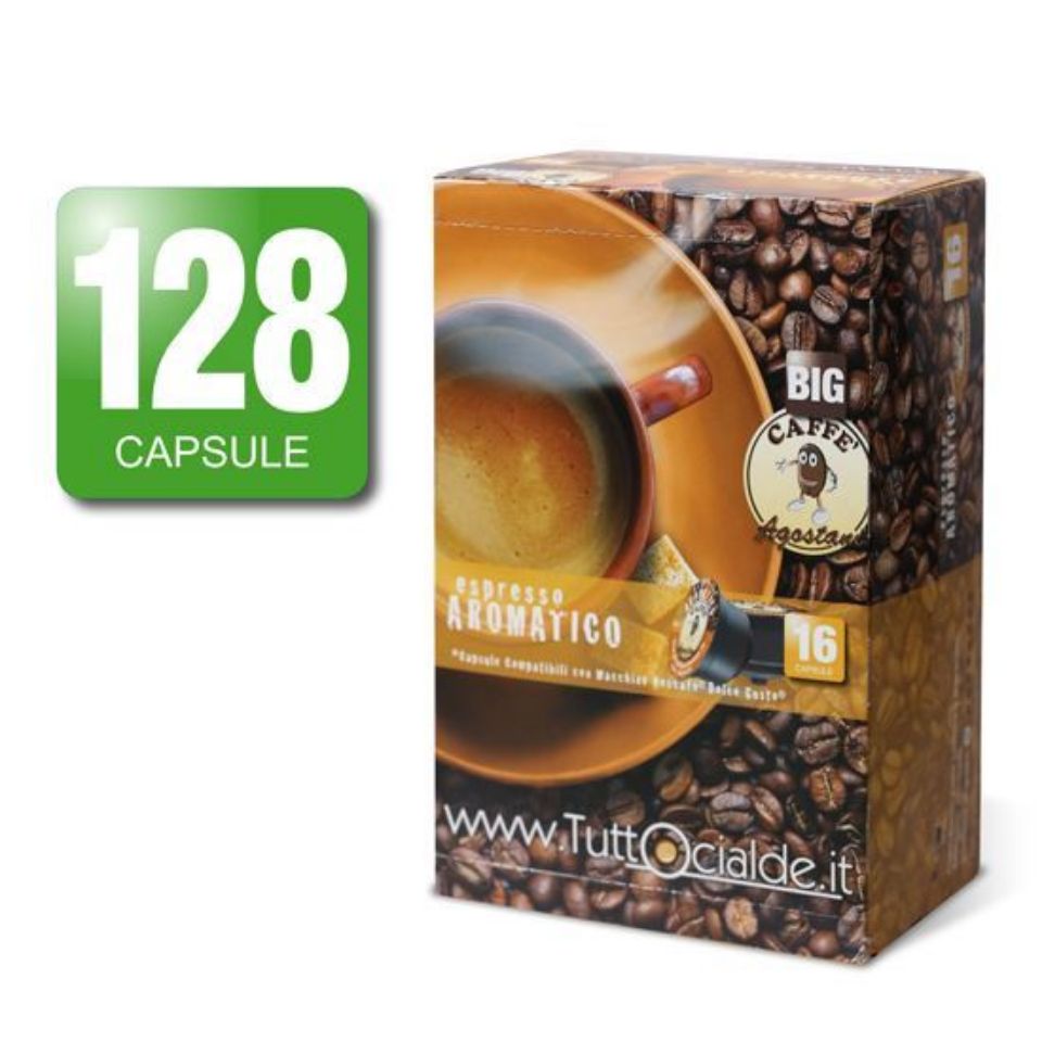 Immagine di 128 Capsule caffè Agostani BIG Espresso Aromatico compatibili Nescafé Dolce Gusto