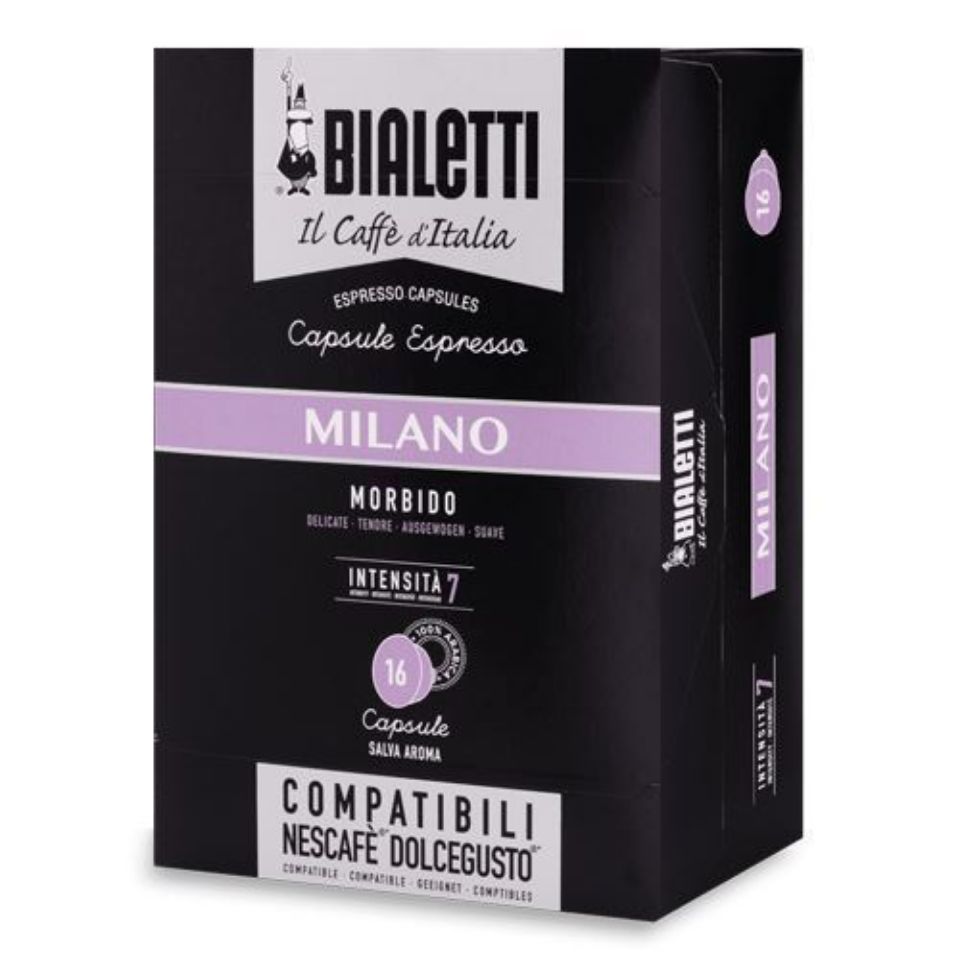 Immagine di 96 Capsule MILANO Bialetti Caffè d'Italia compatibili Nescafé Dolce Gusto