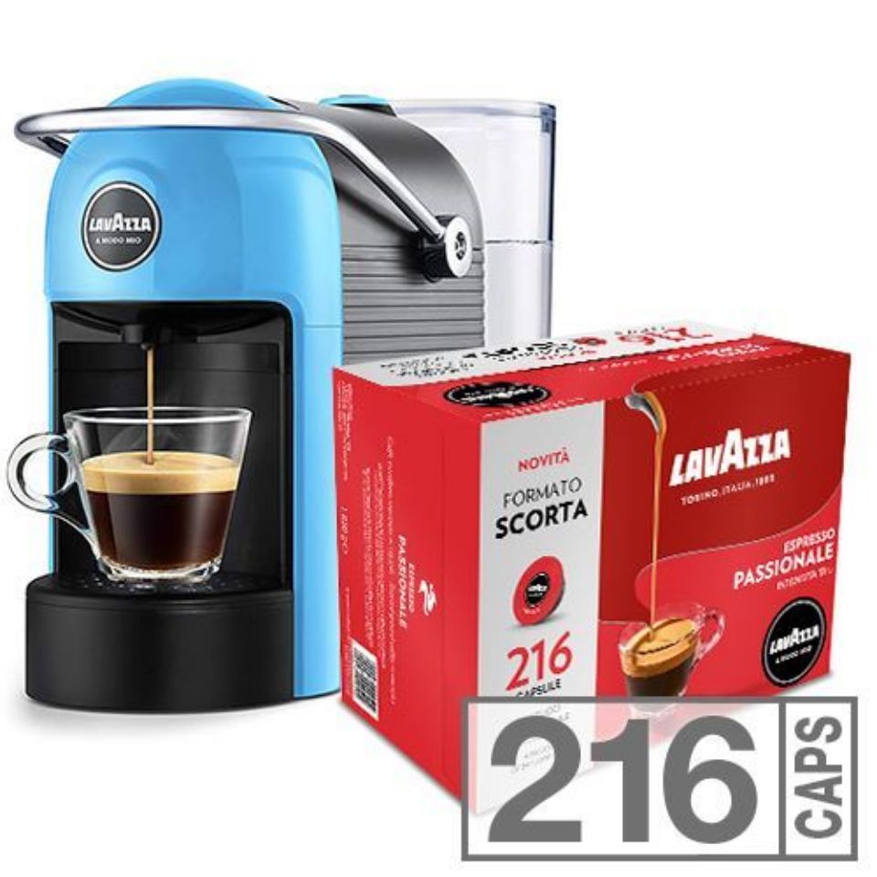 Immagine di Offerta: Macchina caffè JOLIE Azzurra + 216 Caps Lavazza A Modo Mio Passionale con Spedizione Gratis