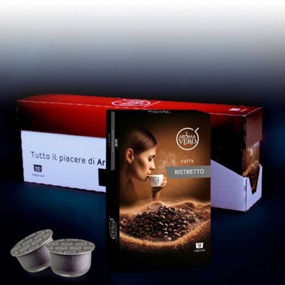 Immagine di 100 capsule caffè RISTRETTO Aroma Vero con Spedizione Gratis